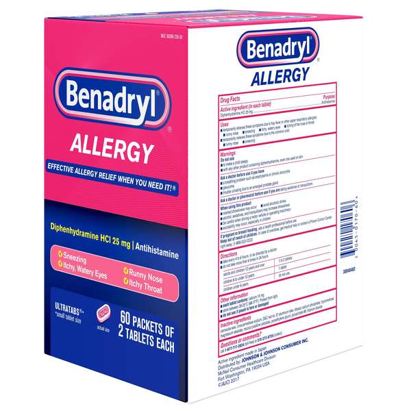 Benadryl Benadryl Ultratab Allergy Antihistamine Tablets 120 Tablets, PK12 5317060